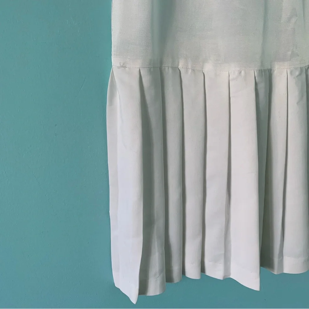 Vintage Crochet Lace Pleated Drop Waist Vintage Slip Dress White 12 USA 1940’s - Picture 3 of 7